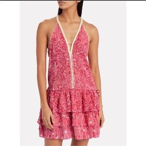 Poupette St Barth Bety ruffled floral halter minj dress medium m